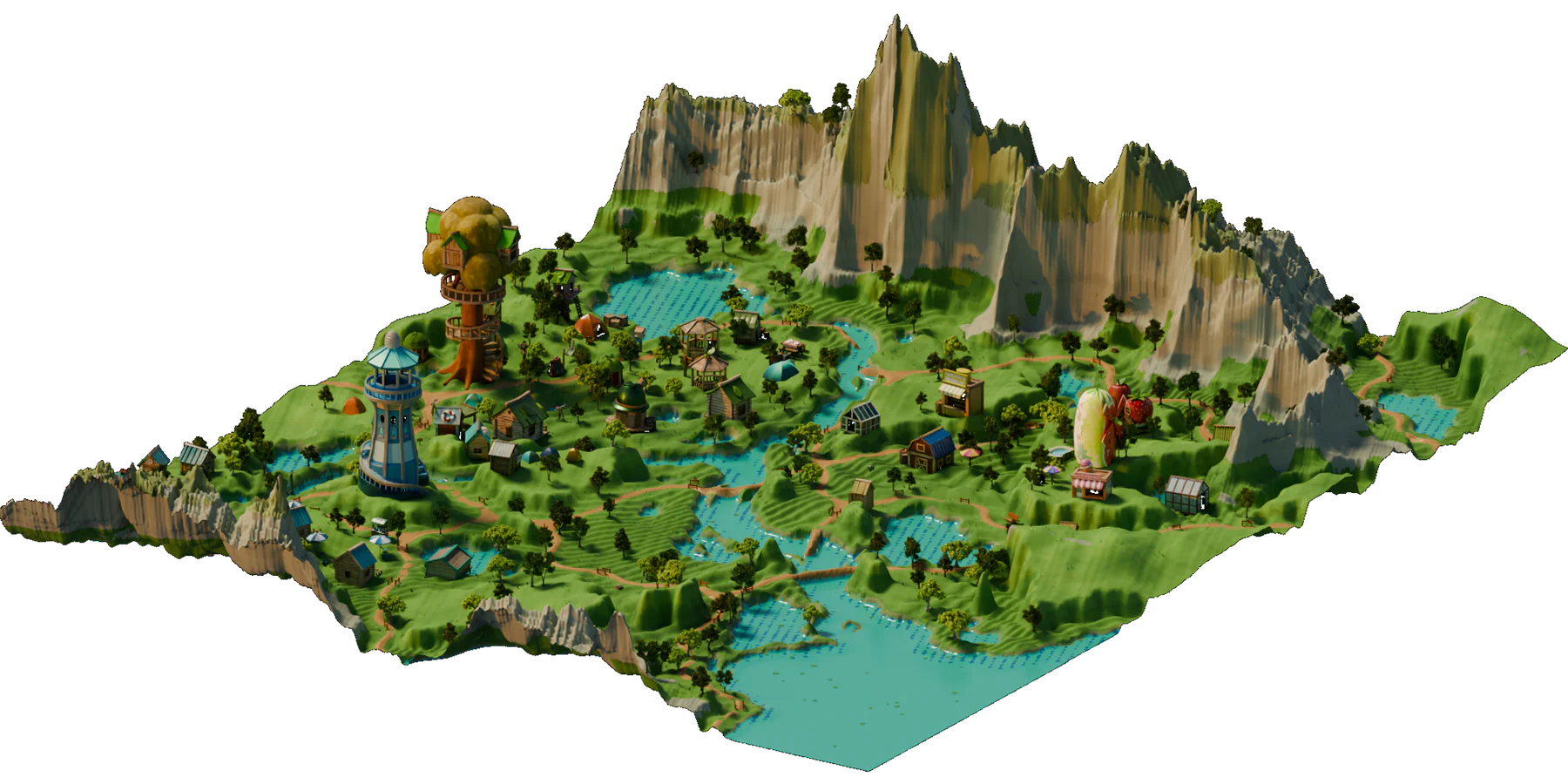 Isometric summer 3D world generated by Tencent Hunyuan3D WorldClaw